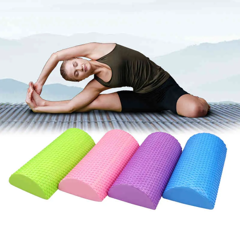 High Density Long Yoga Block With Half Round EVA Massage Foam