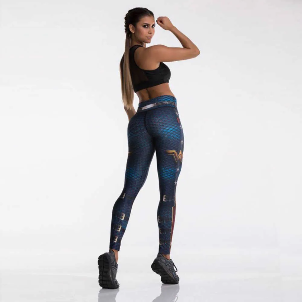 FCCEXIO Tibetano Blu Capitano Lotta Push Up Allenamento Leggings Slim A Vita Alta Jeggings Donne Sexy Abbigliamento Sportivo Leggings Allenamento 211014