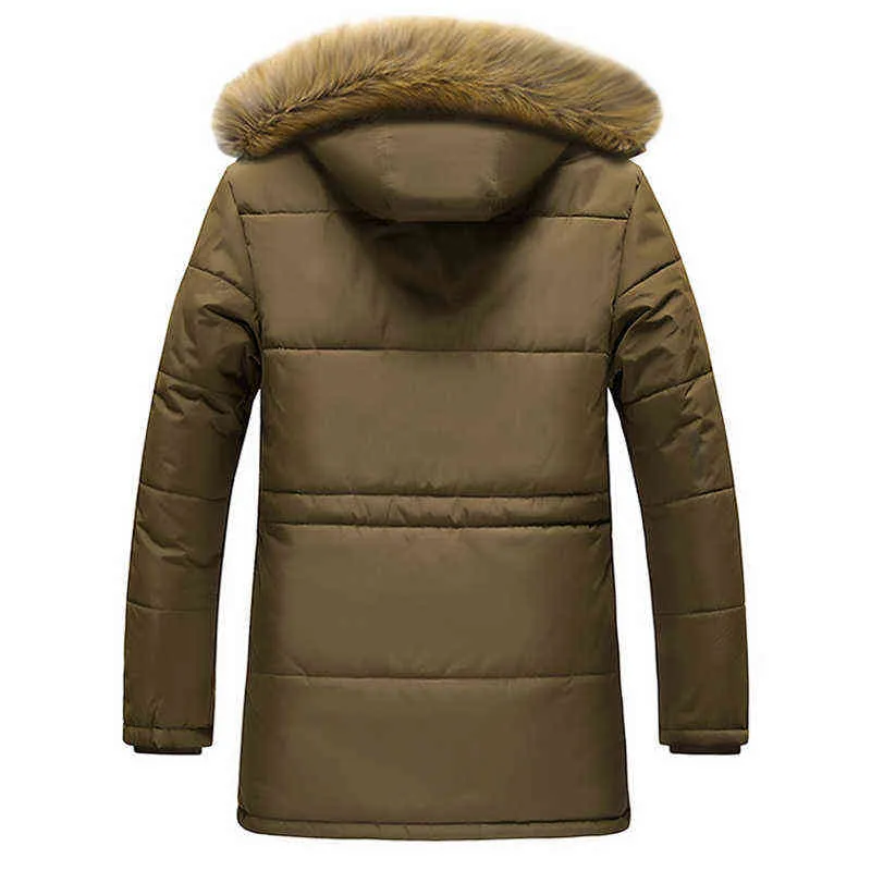 Män vinterjacka parkas kappa päls krage mode tjockna bomull varm ull liner jackor casual stor storlek 7xl män coat 211104