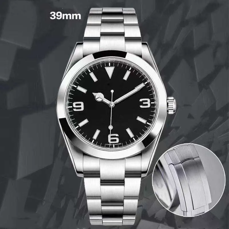 U1 High quality Casual Business Mens womens Watch 39mm Glowing finger Stainless Steel bracelet mechanical Automatic Watches sapphi292s