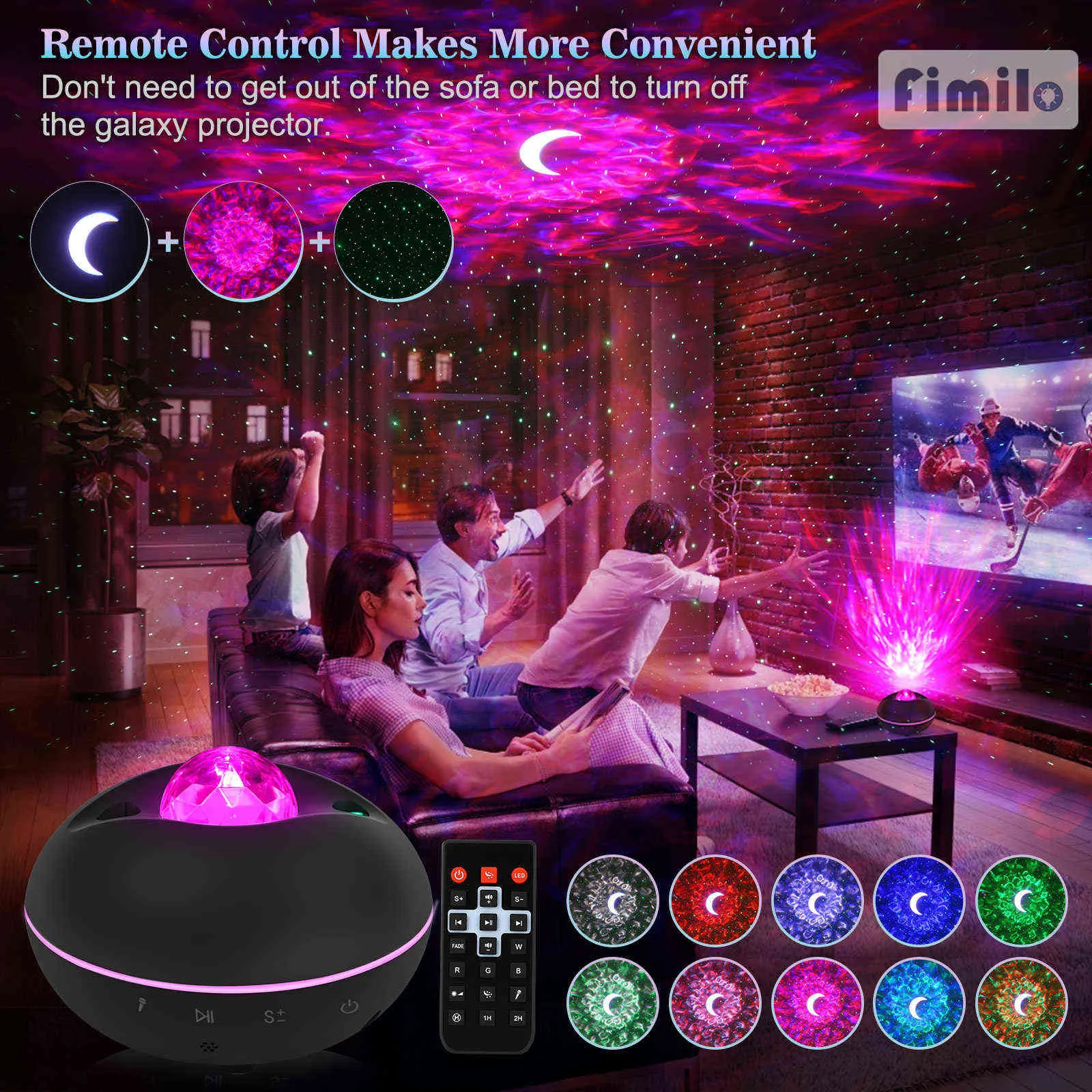 Projecteur de lumière galaxie pour chambre Bluetooth projet d'étoile rotatif lumières étoilées lampe spatiale vague galactique LED étoiles projecteur de ciel H092026