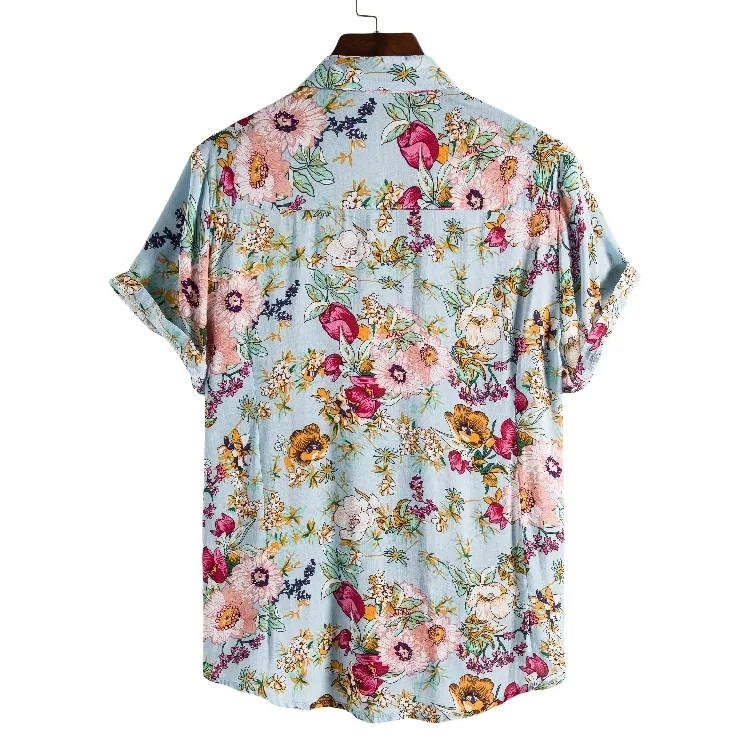 Floral Hawaiian Aloha Shirt Men Summer Short Sleeve Quick Dry Beach Wear Casual Button Down Vacation Clothing Chemise Homme 220309