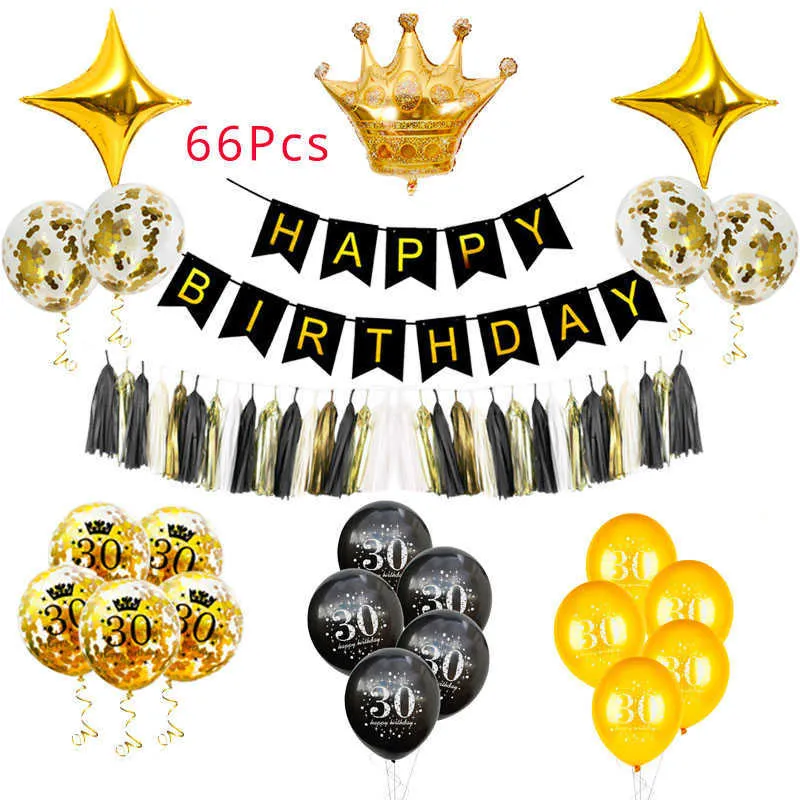 50 Birthday Party Decorations Adult 30 40 50 60 Years Decor Happy Banner Number Balloon Globos 50 Wedding Anniversary Y0730