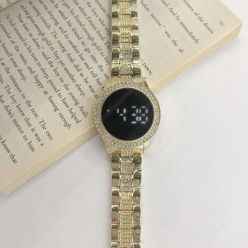 Relojes LED con tacto de diamante para mujer, moda resistente al agua, reloj de pareja para mujer, pantalla única, el regalo más especial, mermelada tangan peremp197x