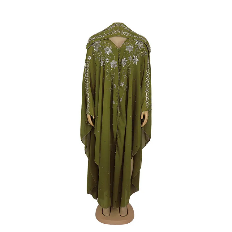 Women Long Loose Dress Diamond Bead Dresses Dashiki Traditional Boubou African Clothes Abaya Muslim Turkey Musulman Wear 210416