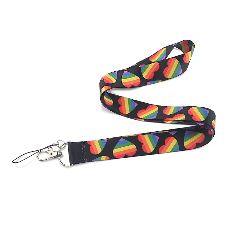 / J2849 Homosexuell kärlek Halsband Lanyard för nyckel Telefon USB Badgehållare DIY Häng rep med regnbåge korthållare