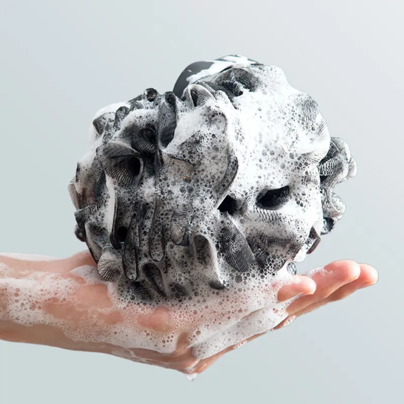 Malha de chuveiro macio esponja esponja 60g esfoliante esfoliante banho preto banho bolha bola corpo limpeza limpeza ferramenta casa de banho acessórios gratuitos dhl