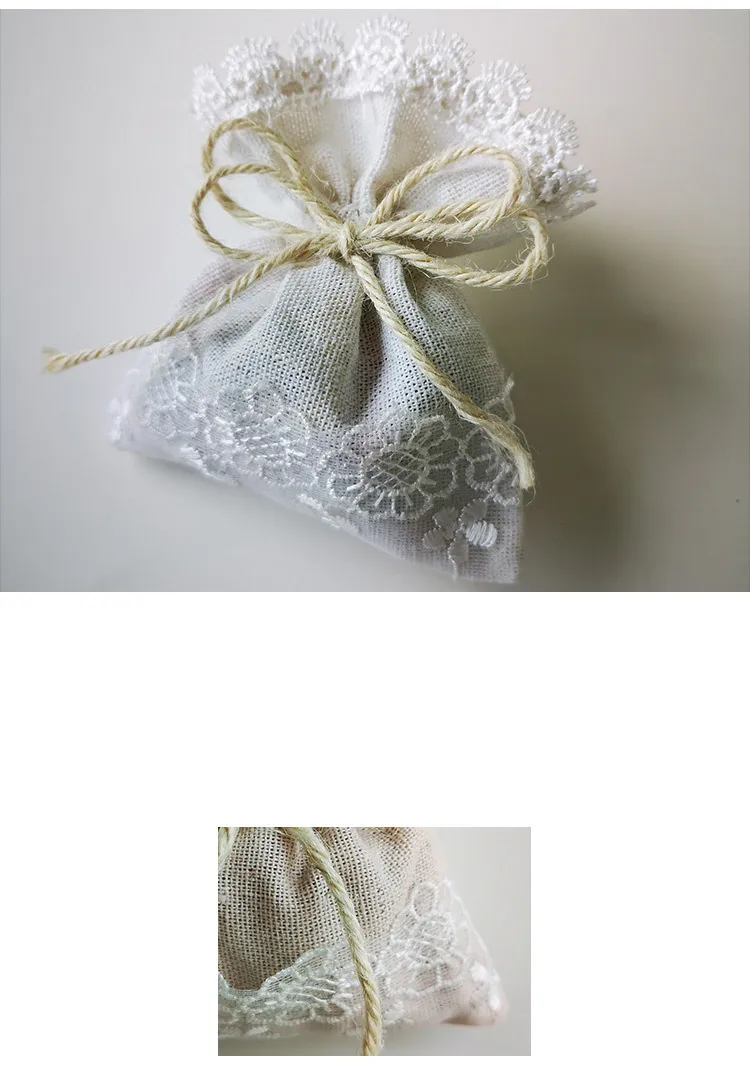 30 pezzi / set sacchetti di caramelle nuziali in stile nordico bustina confezione di gioielli sacchetto regalo con coulisse in cotone e lino bomboniere