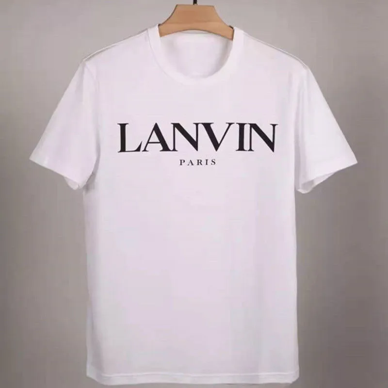 Mens och Kvinnor Sommar Lanvin Tryckt bomull Kortärmad Rund Neck Lossa Casual Short-Sledd T-shirt