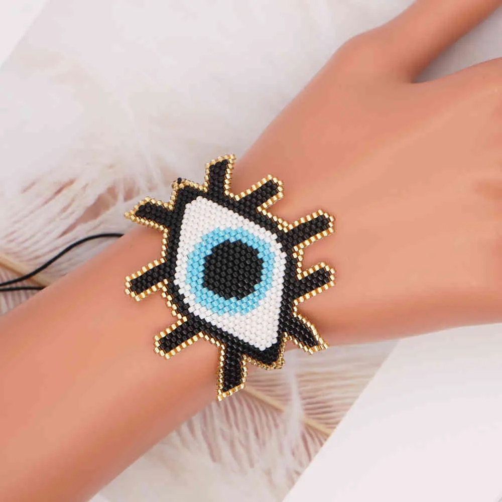 Pulsera Go2boho Evil Eye para mujer, joyería hecha a mano con cuentas de semillas, Pulsera de ojos turcos, borla, joyería ajustable, pulseras Miyuki