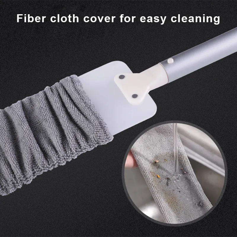 Bedside Dust Brush Long Handle Mop Household Bed Bottom Gap Clean Fur Hair Sweeping Magic Microfibre Duster with Cloth JDH 210329