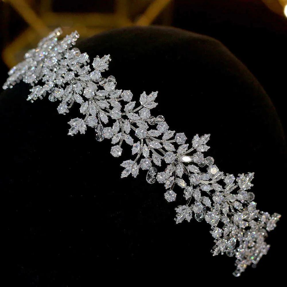 Hohe Qualität Kristall Braut Stirnband Haarband 100% Zirkonia Weiblichen Schmuck Hochzeit Zubehör Tiara Krone 210707217g