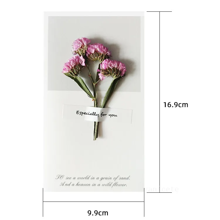 Valentine Bloemen Wenskaarten Partij Gunst Gypsophila Gedroogde Handgeschreven Zegen Geschenken Kaart Verjaardag Huwelijksuitnodigingen T2I53308