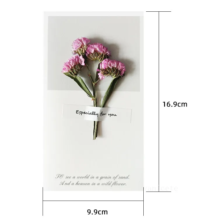 Valentine Fleurs Cartes De Voeux Party Favor Gypsophila Bénédiction Manuscrite Séchée Cadeaux Carte Anniversaire De Mariage Invitations T2I53308