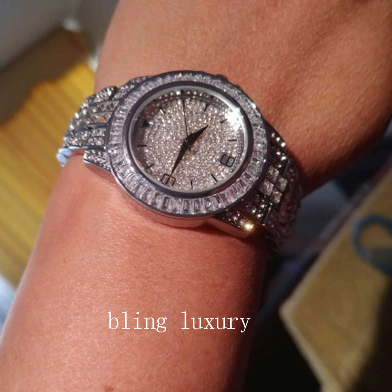AAA CZ Bling Diamant Herrenuhr Rolle 18k vergoldet Eis aus Quarz Iced Armbanduhren für Männer männliche wasserdichte Armbanduhrstunden