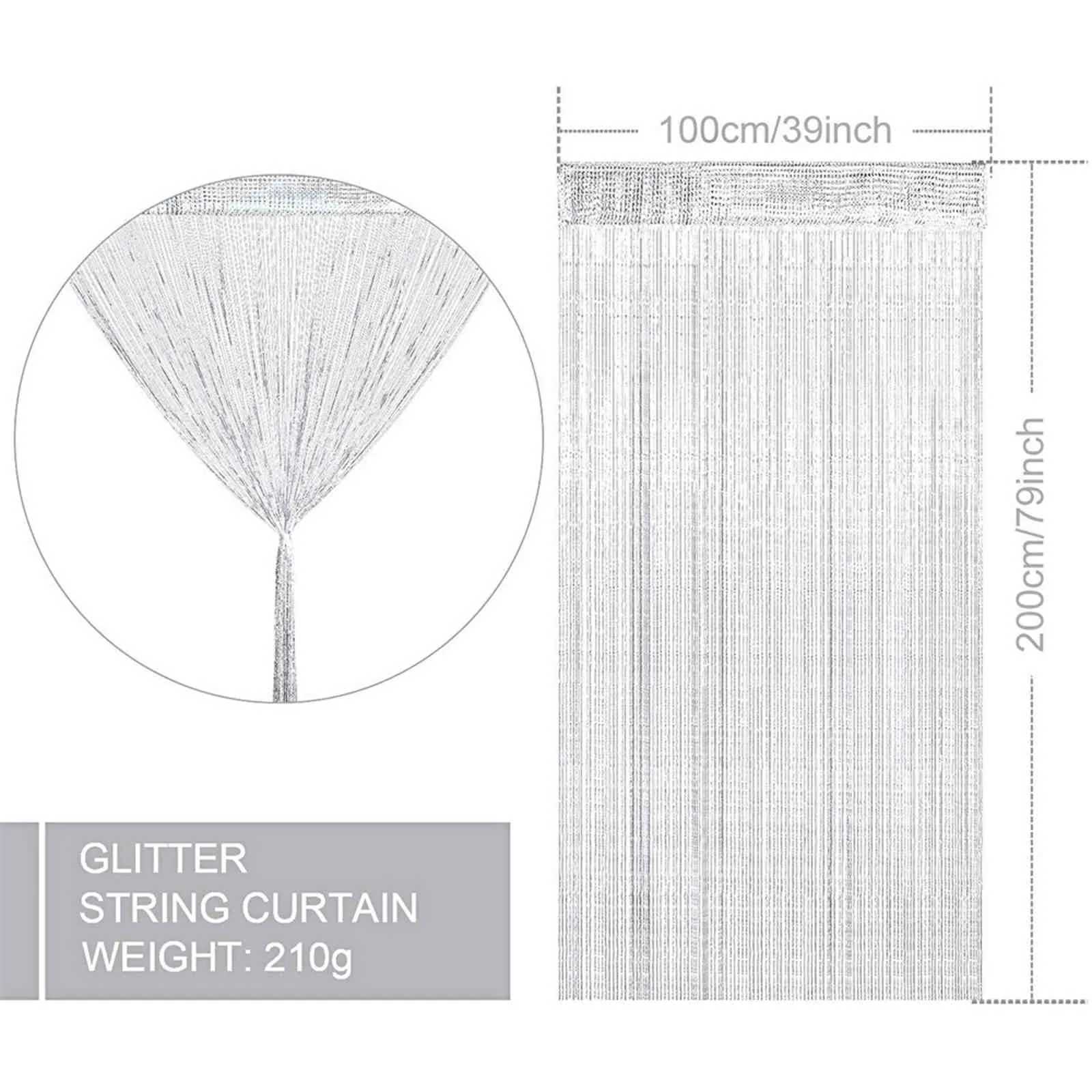 1x2m Glitter Boncuklar Flaş Çizgisi Parlak Tassel String Kapı Perdesi Pencere Odası Bölme Ev Dekorasyon Perdeleri241y