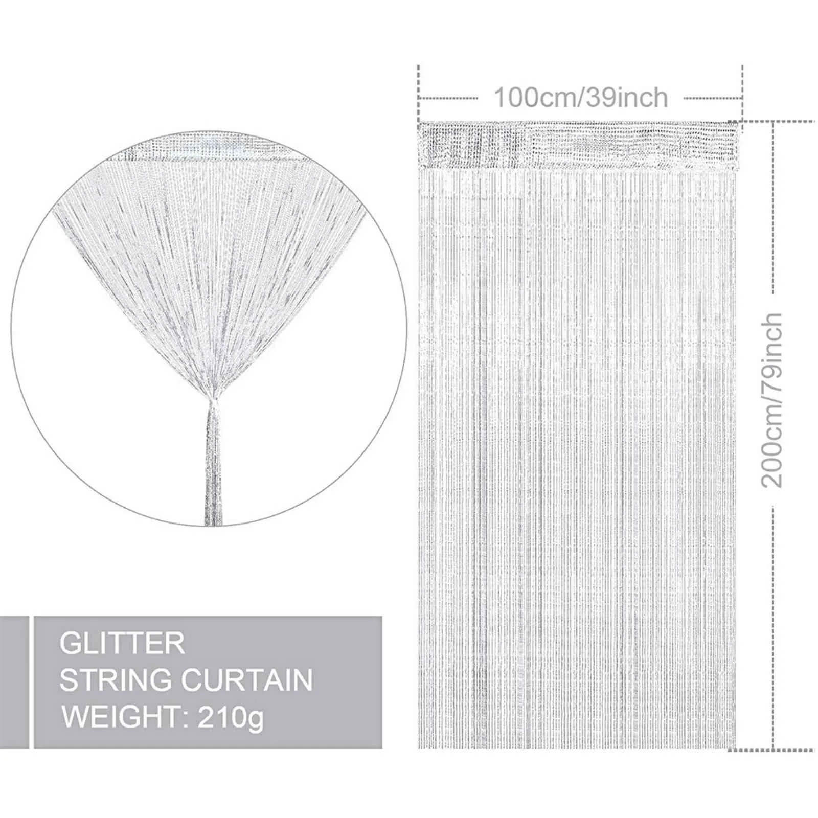 1x2m Glitzerperlen Flash Line Shiny Quaste String Tür Vorhang Fensterraum Teiler Home Dekoration Vorhänge2753656