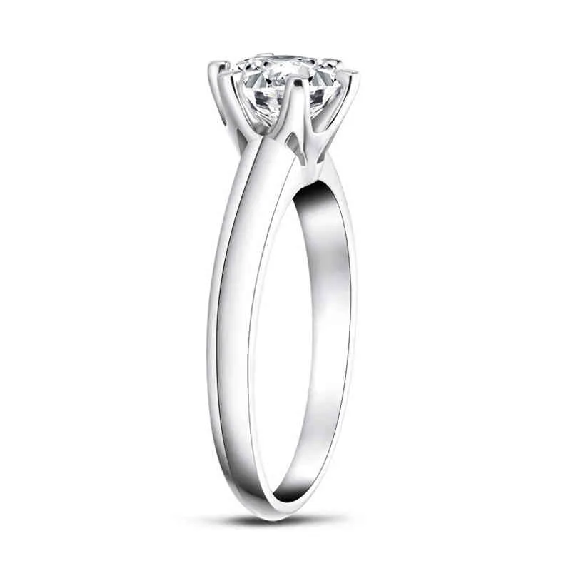 Oevas Sparkling 2 Carats Real Moissanite Bröllopsringar för Kvinnor 18K Vit Guldfärg 100% 925 Sterling Silver Fine Smycken Gift