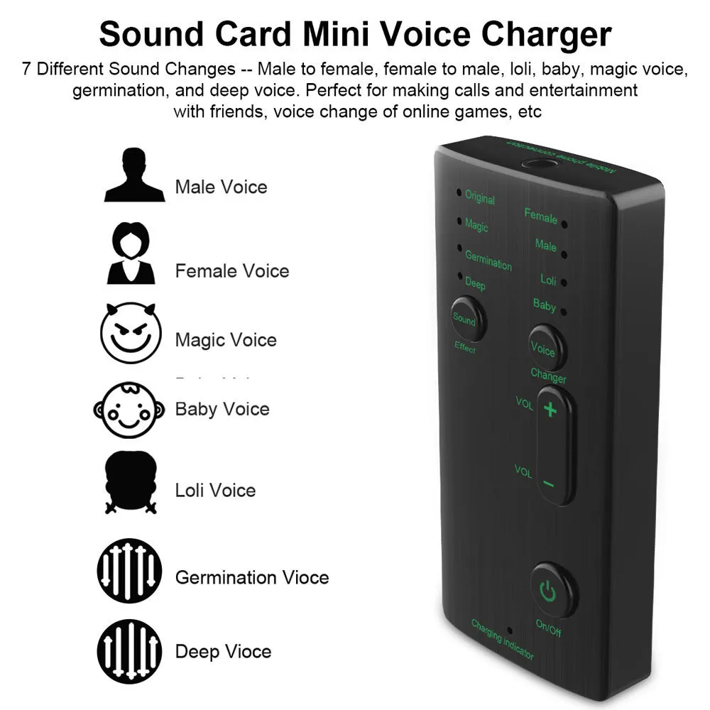 Ny växlare Mini Portable 8 Ändra modulator med justerbara röstfunktioner Telefon Dator Sound Card Mic Tool
