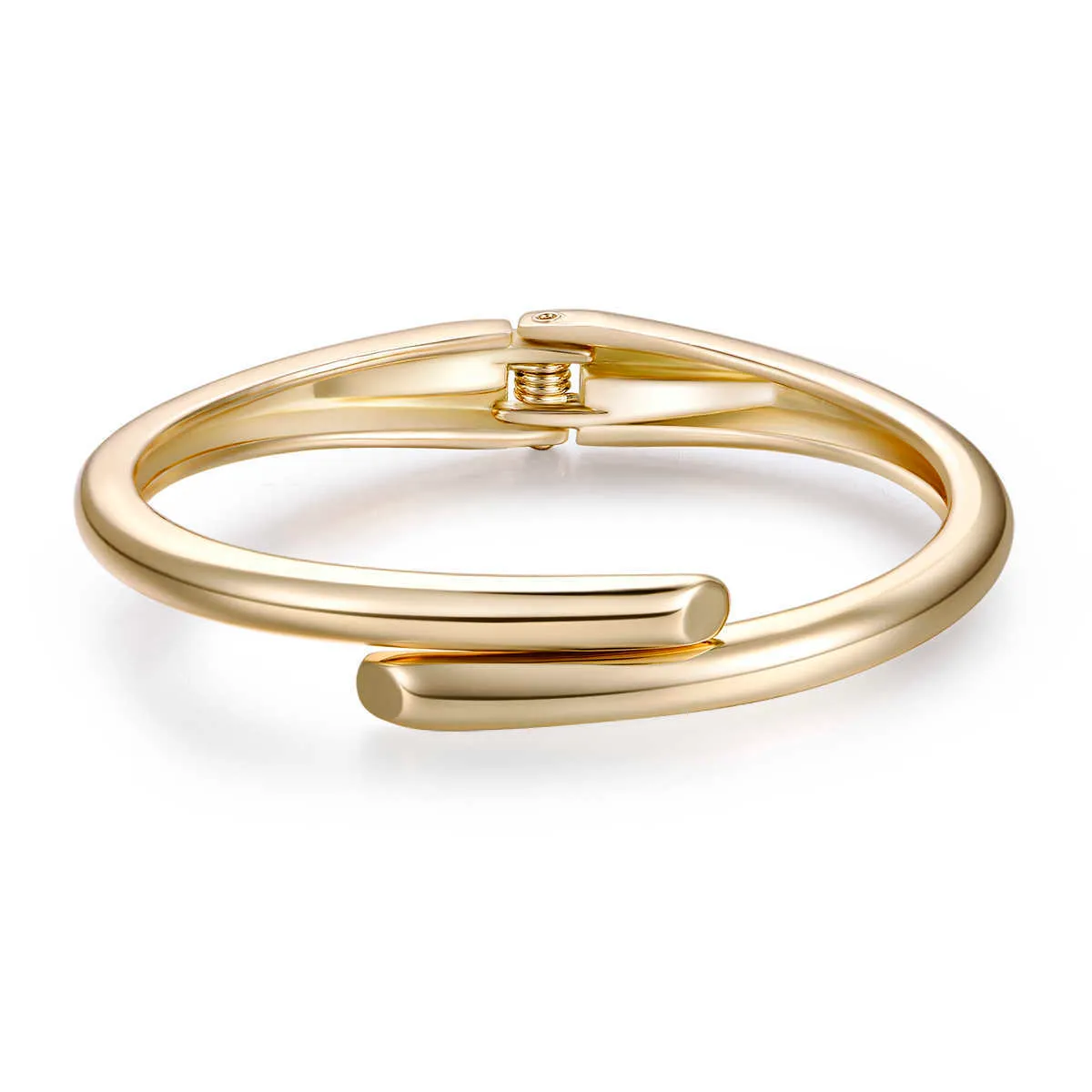 Moda ovale lucido placcato oro fascino dichiarazione braccialetto polsino chiodo braccialetto le donne ragazze trendy amore braccialetto braccialetto gioielli Q0717