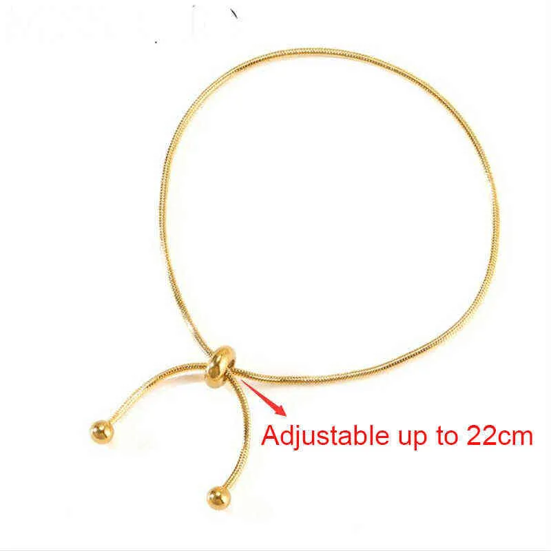 Design simples titânio aço pullout pulseira ajustável cor de ouro cobra corrente pulseira para mulheres menina homens contas jóias gift2461836