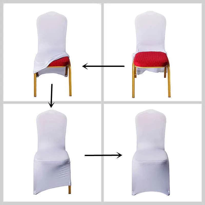 10 stks stoel cover doek bruiloft witte covers reataurant banket el dining partij lycra polyester spandex outdoor 2111105