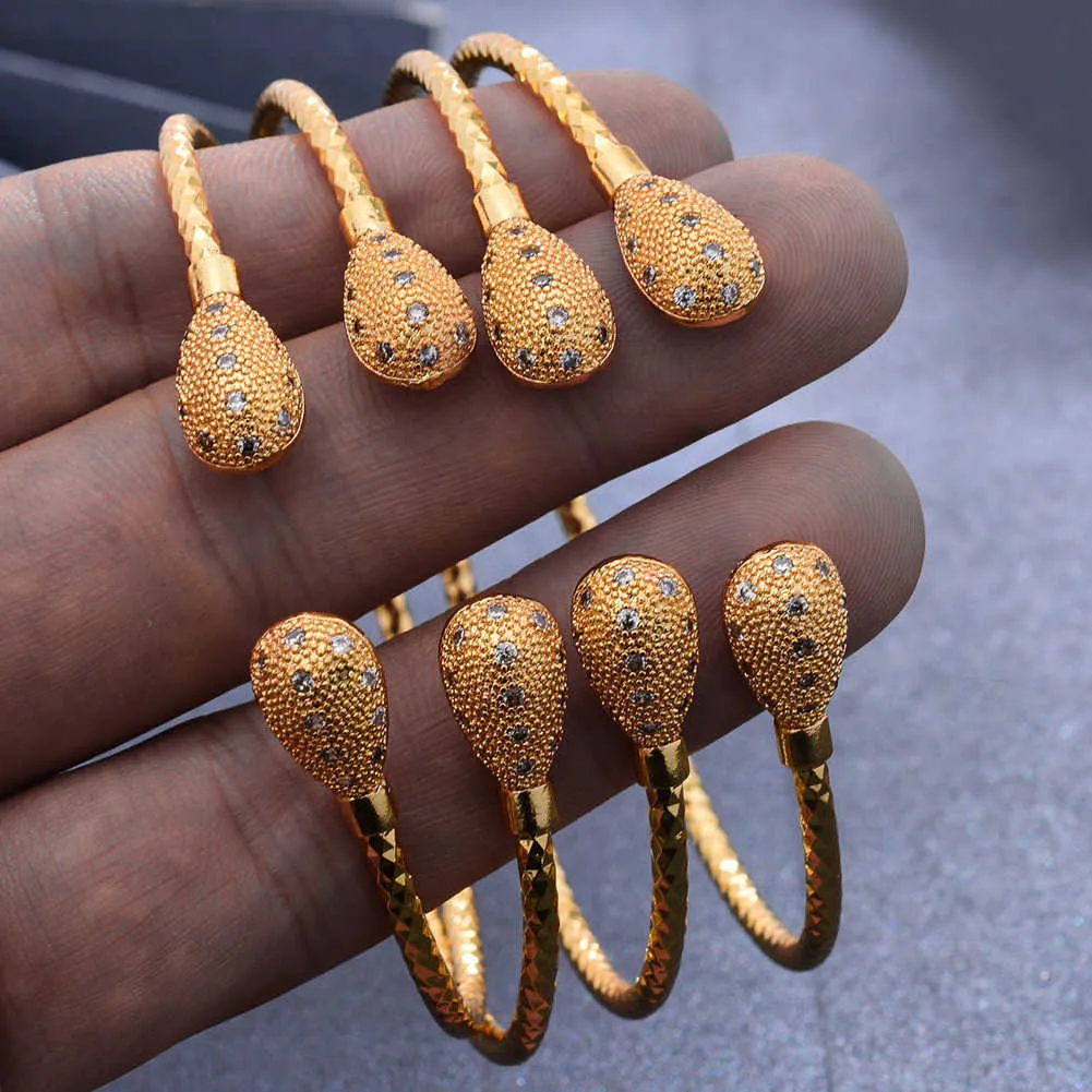 Новые 24K / Beat Gold Color Bangles для женщин Девушки Эфиопские Африканские Дубай Браслеты Браслеты Браслет Браслет Свадебные Украшения Подарки Q0720