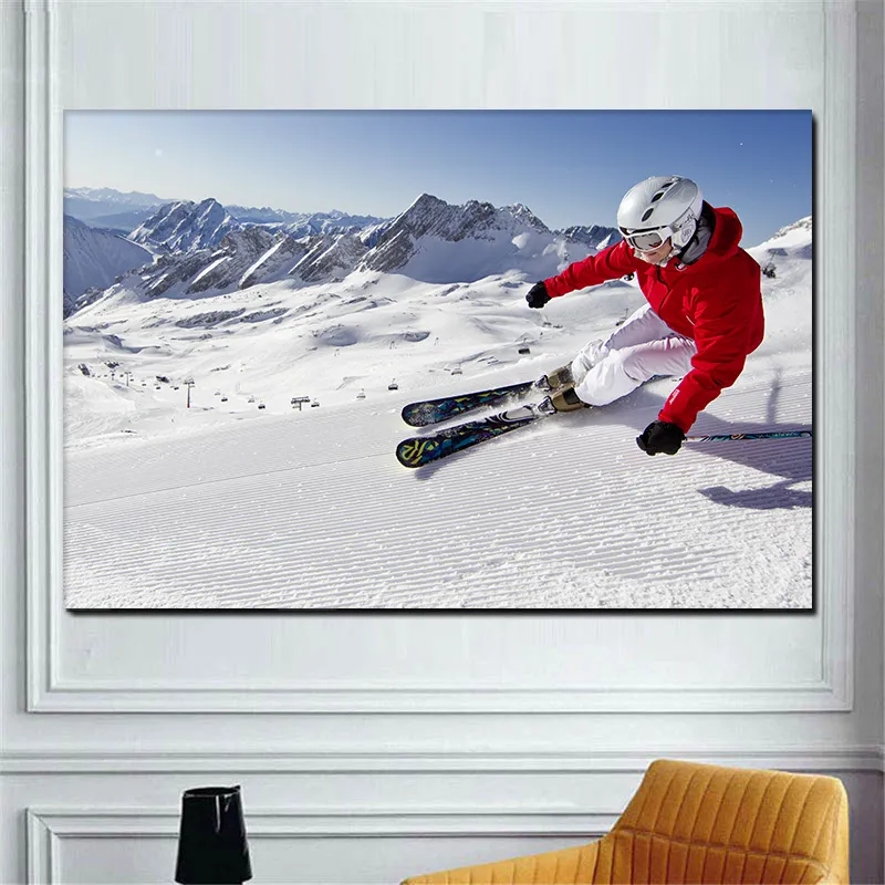 Toile de peinture imprimée de Sport de ski moderne, affiche de snowboard, de montagne de neige, combinaison volante, décor mural, Art pour chambre Cuadros