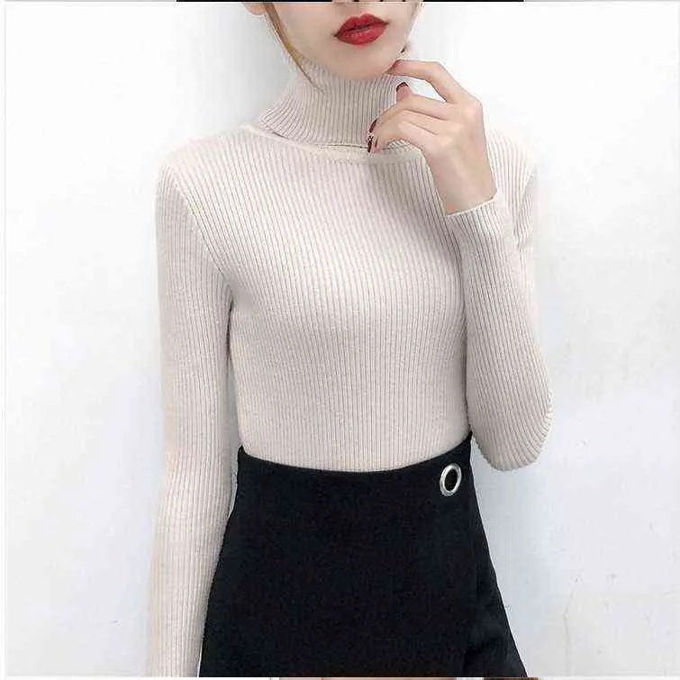 Bonjean Зима вязаный джемпер Turtleneck Tops Pullovers повседневные свитера женские рубашки с длинным рукавом утесный свитер девушки корейский 211103