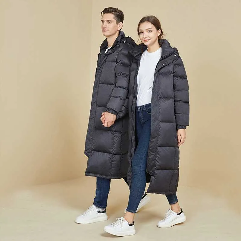 X-Long Super Warm Winter Winter Jacket e casacos para mulheres homens unisex casais longos 210913