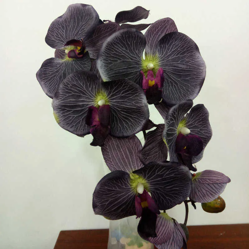 9 Head Phalaenopsis High Quality Orchid Artificial Flowers Wedding Decoration Easter Home Decor Vases Valentine's Day Present Y0728