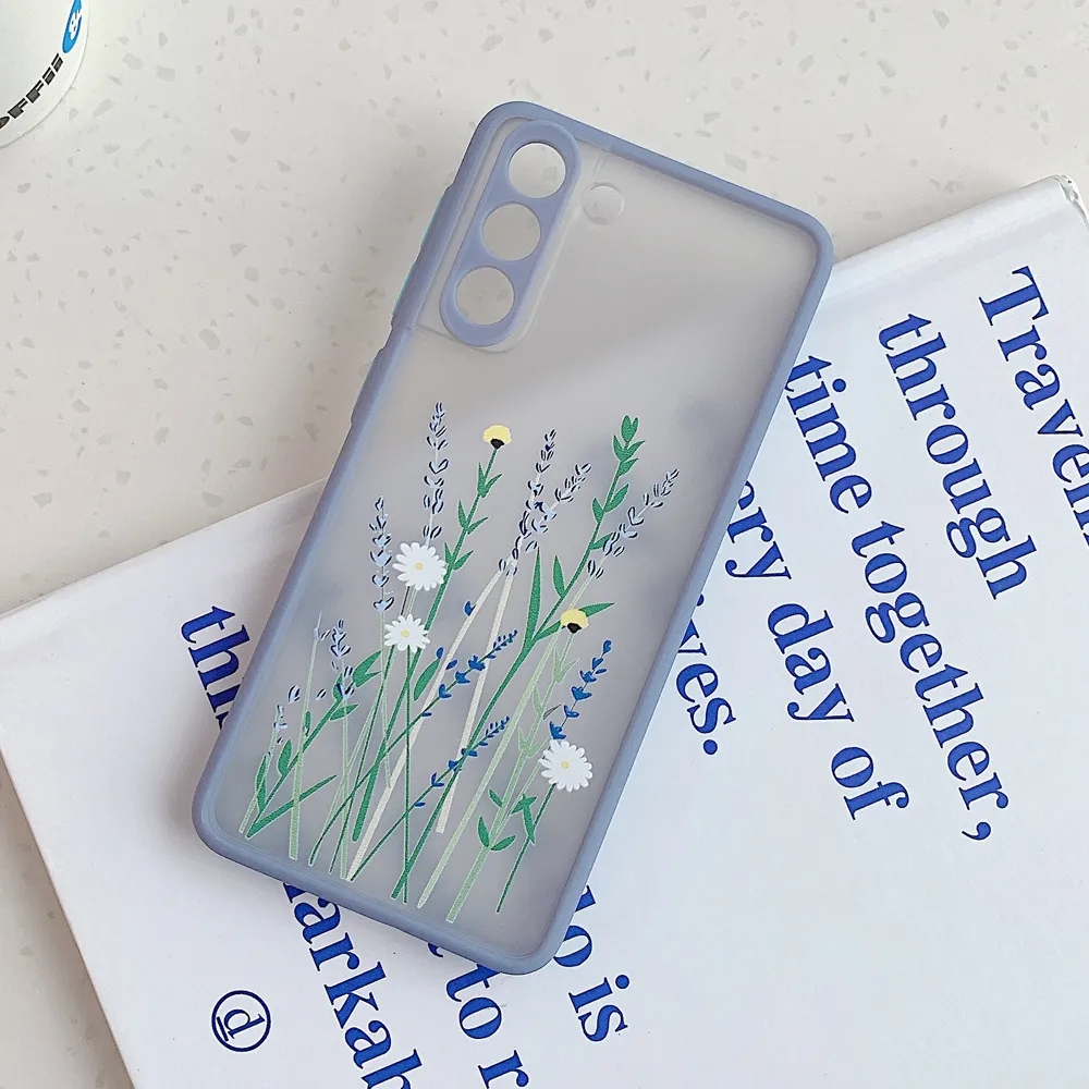 Coque de téléphone transparente à fleurs artistiques, étui Ultra antichoc pour Samsung S21 Plus A52 A72 A51 A71 A32 A21S S20 FE Note 20