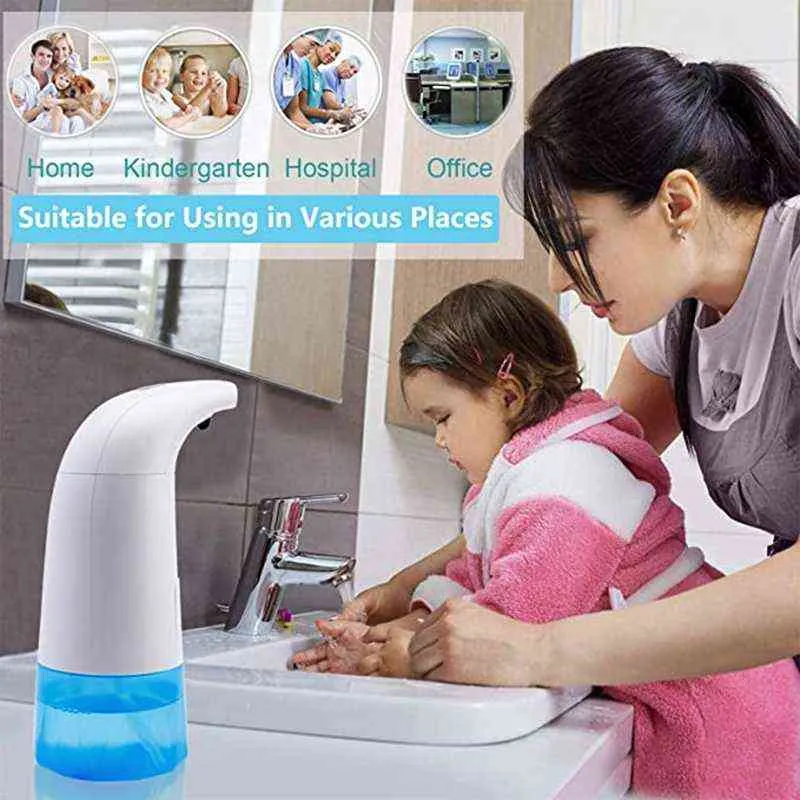 Dispensador de espuma de jabón automático sin contacto, botella con bomba para niños, máquina de líquido de espuma para baño y cocina, lavado a mano, 211206