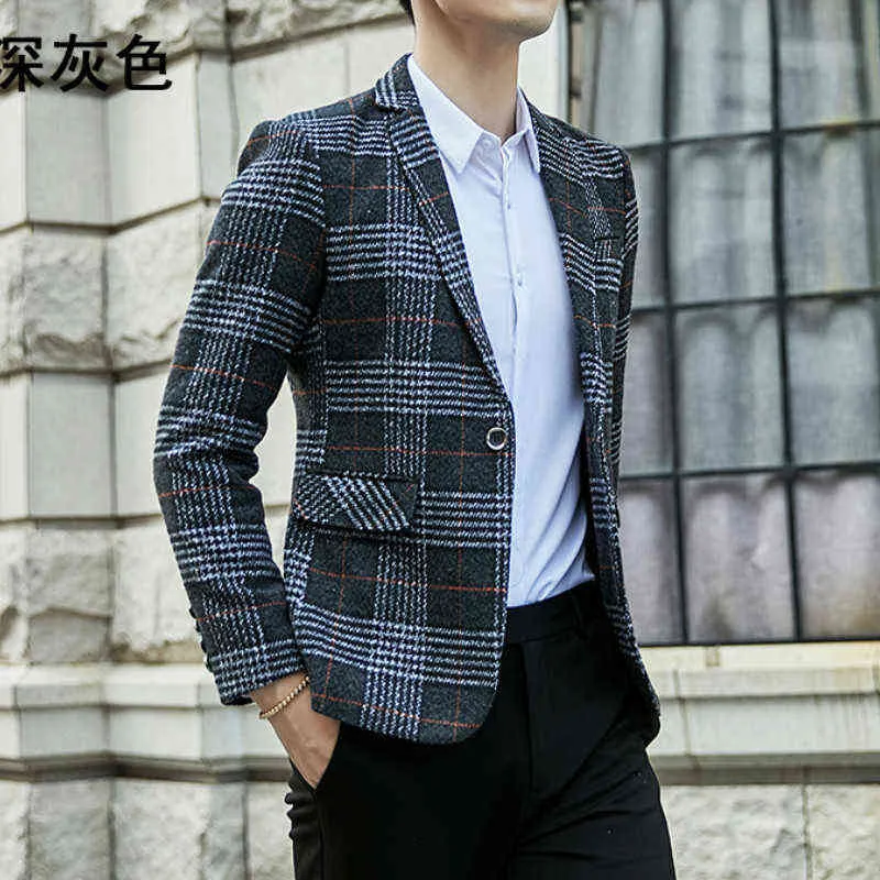 British Style Mens Passar Blazers Mode Plaid Casual Wedding Business Blazer Homme Slim Fit Dress Coat Terno Masculino M-5XL 211111