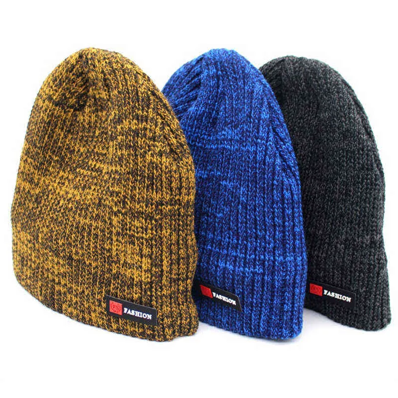 Nouveau hiver tricot chapeaux hommes et femmes en plein air chaud épaississement plus velours lâche hiver casquettes hiver ski mâle os Y21111
