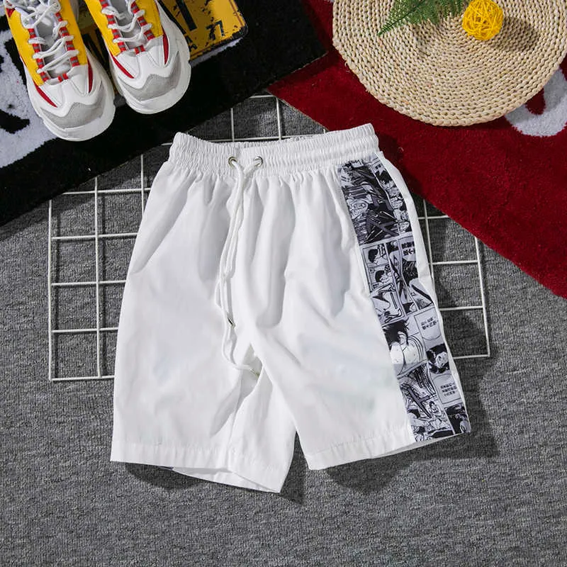 Män Loose Drawstring Beach Shorts Sommar Casual Short Hip Hop Anime Champ Oversized Basketball Sweatpants 5XL 210714