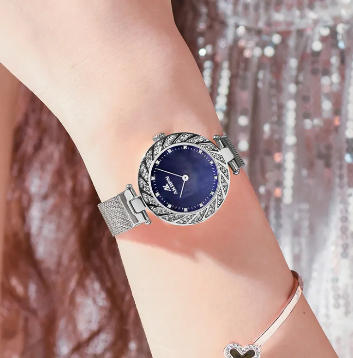 Diamond Goddess Светящиеся кварцевые женские часы с сетчатым ремнем Износостойкие женские наручные часы Nature Beauty Light Роскошная мода AKDP277y