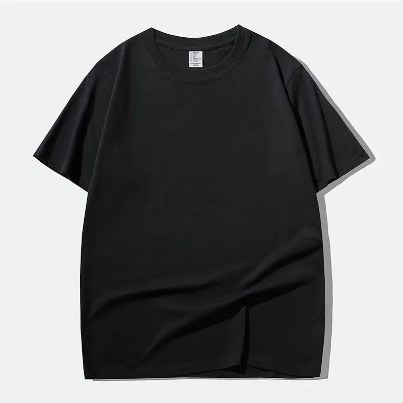 夏の新しい基本的なTシャツメンズファッションデイリーカジュアル100％コットンソフトショートスリーブOネックトップスティーブラックネイビーホワイトグレー210412