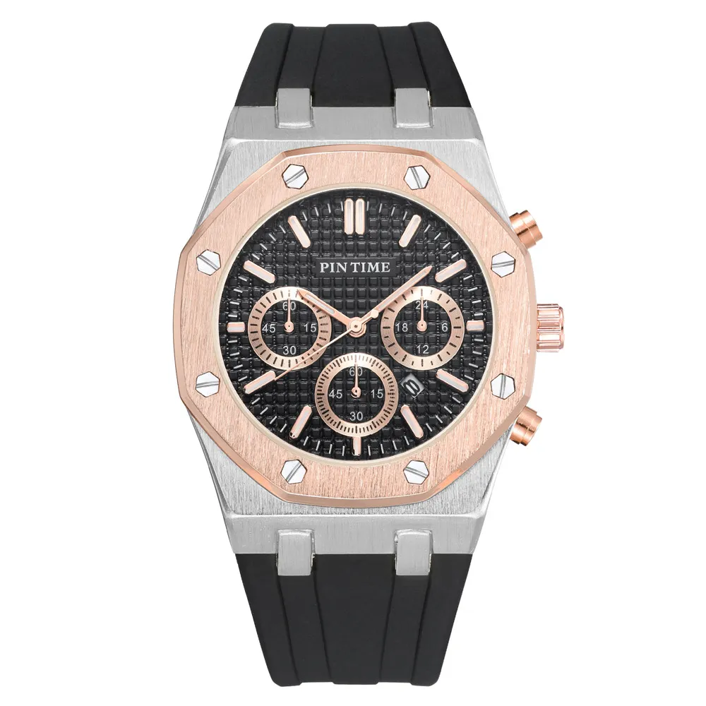 PINTIME Silicone Mens Watch Top Brand Luxury Quartz Clock Calendar Military Watch Men Sport Wristwatch Relogio Masculino Relojes9878318
