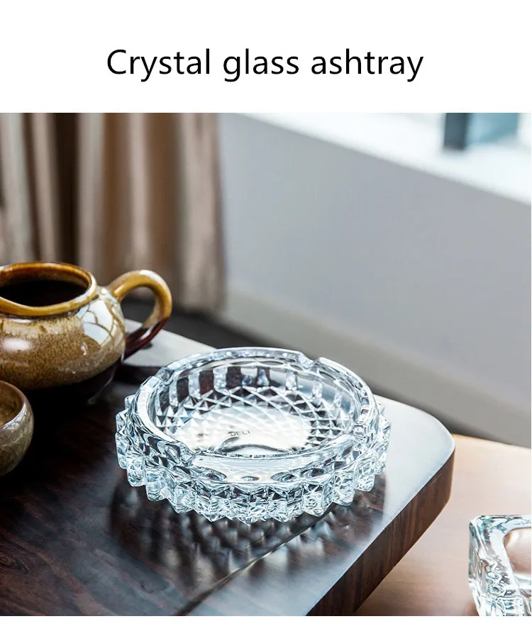 Ashtray creative personality trend crystal glass European large home living room office KTV ashtray custom4234503