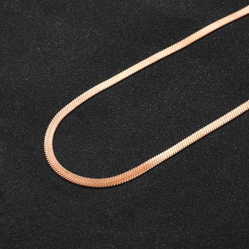 Correntes de aço inoxidável cobra rosa cor de ouro colar de corrente plana jóias presente diy descobertas acessórios198j