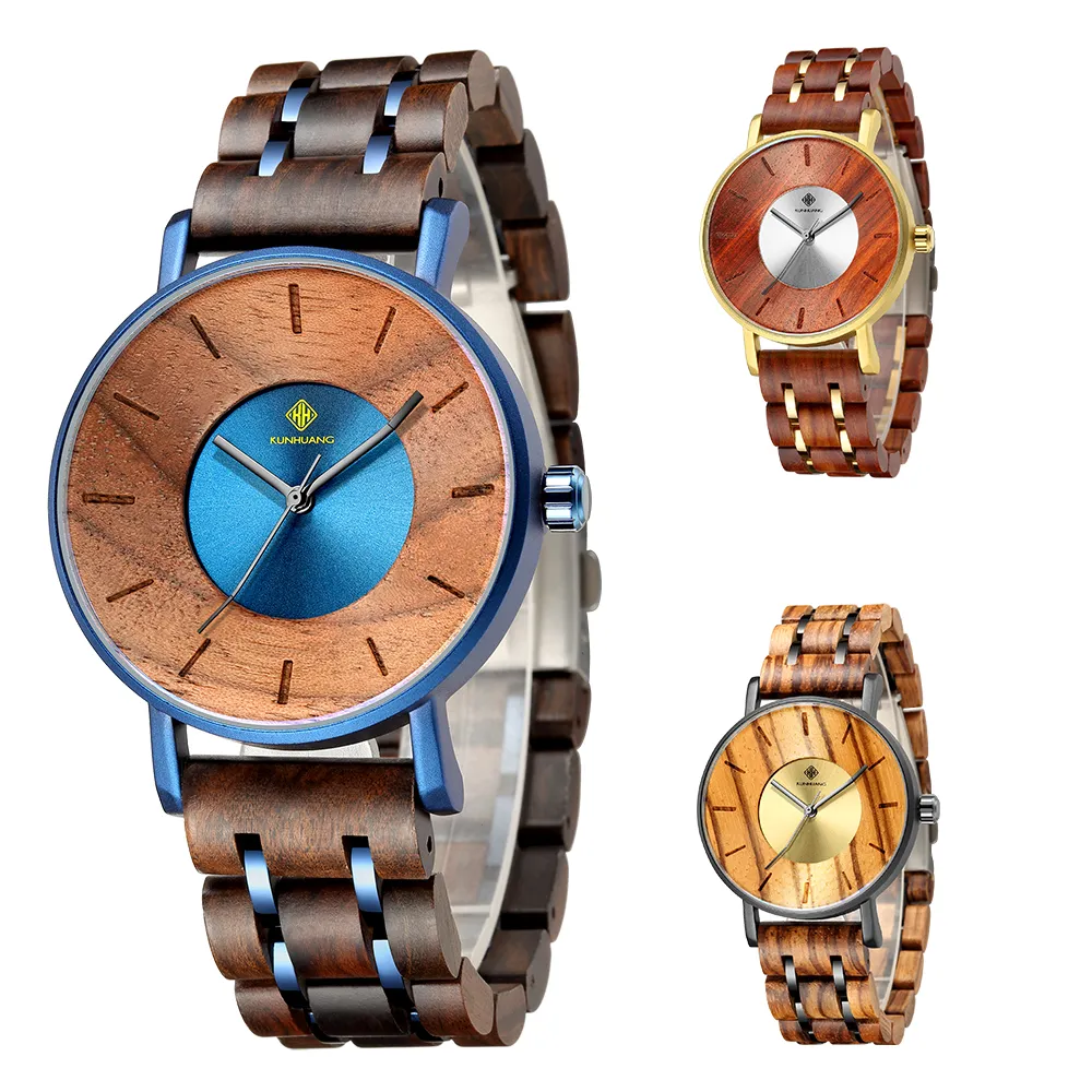 nuovi orologi in lega di legno personalità della moda da uomo movimento giapponese orologi al quarzo impermeabili orologi relogio masculino256Z