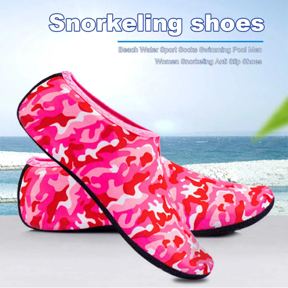 1 paar unisex duik sokken strand water sportschoenen aqua snorkelen sokken zwembad antislip camouflage yoga schoen sokken y0714