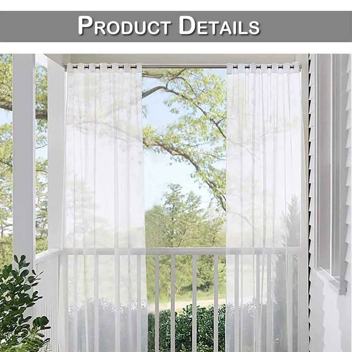 Sommar värmeisolerad tulle gräsmatta gardin Vattentät andlig voile Sheer Divider Outdoor Gardines Gardeneen Patio Behandling 210712