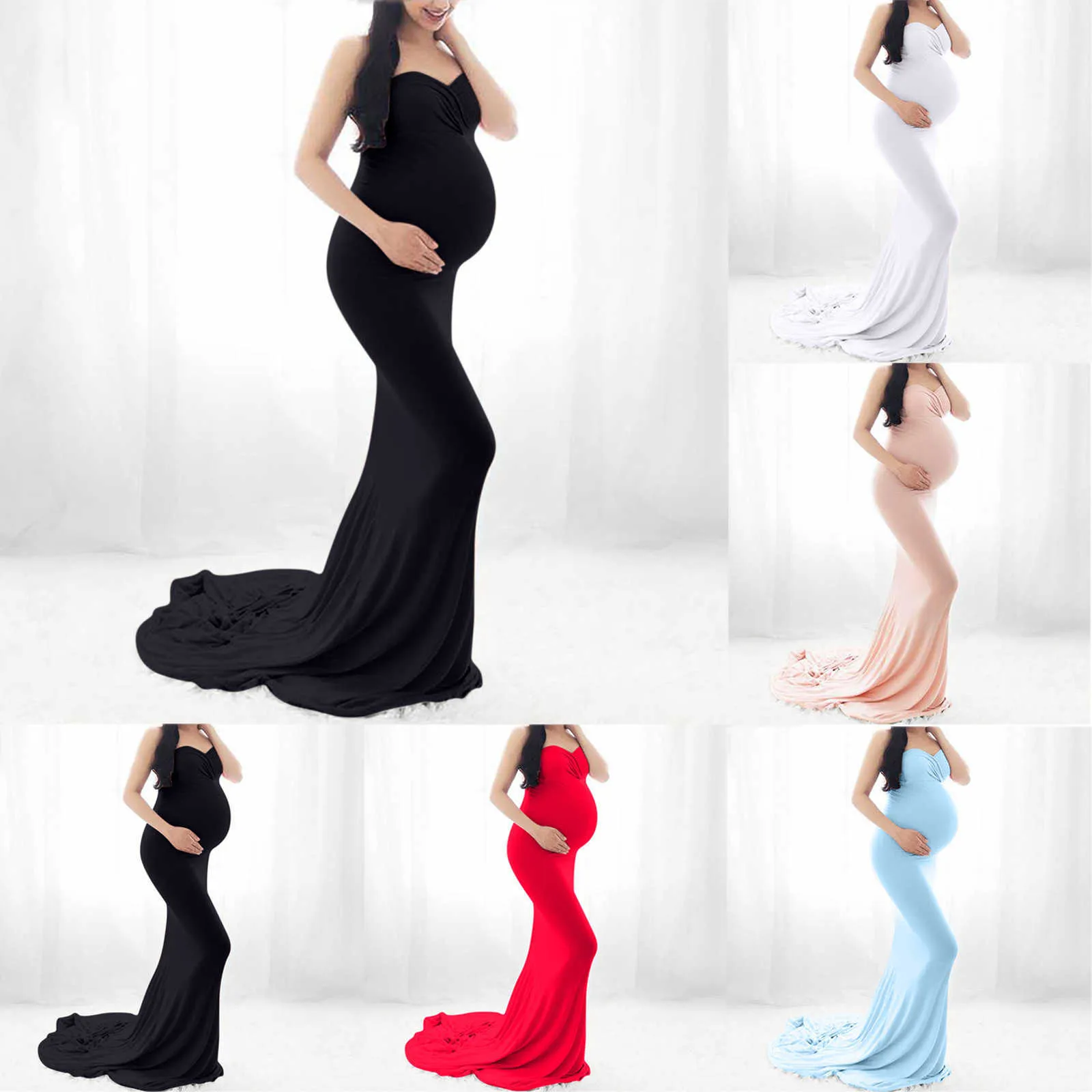 Fotoğraf Çekimi için Seksi Annelik Elbiseler Şifon Gebelik Elbise Fotoğrafçılık Prop Maxi Kıyafeti Elbiseler Hamile Kadın Giysileri için X0902