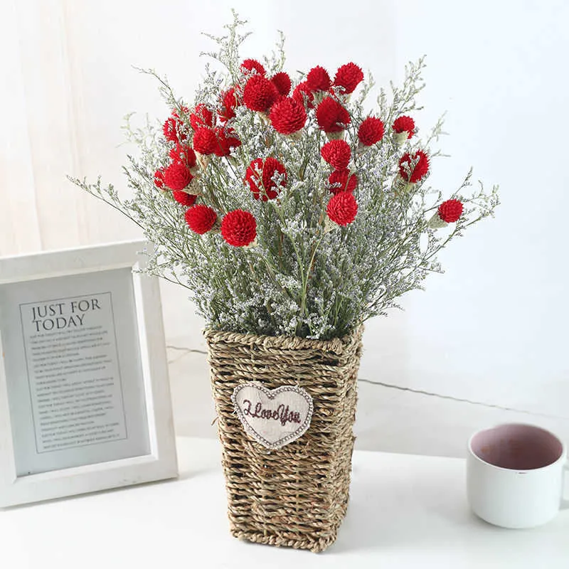 Piccola fragola frutta erba fiori secchi naturali fai da te fatto a mano artigianato fiore artificiale decorazione della casa fotografia puntelli Y0630