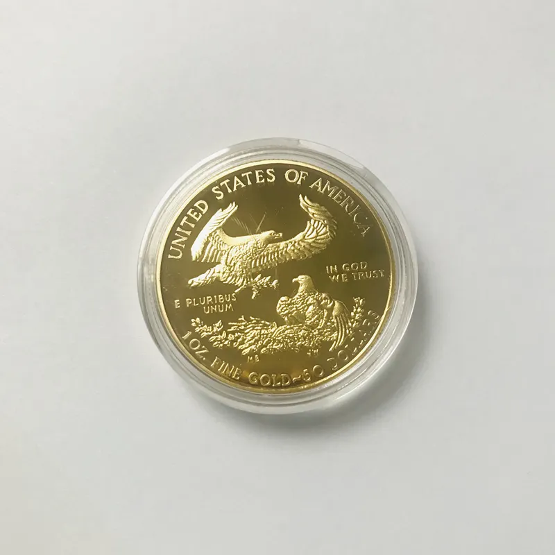 5 peças não magnéticas Freedom Eagle 2012 distintivo banhado a ouro 32,6 mm estátua comemorativa da liberdade moedas de decoração colecionáveis