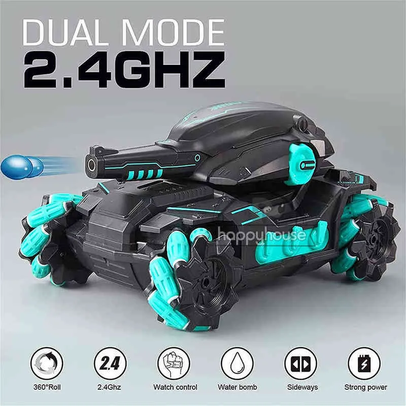 Remote Controlled Tank for Children Water Bomb Toy Electric Gesture Control Car multiplayer RC Vehicle 220119