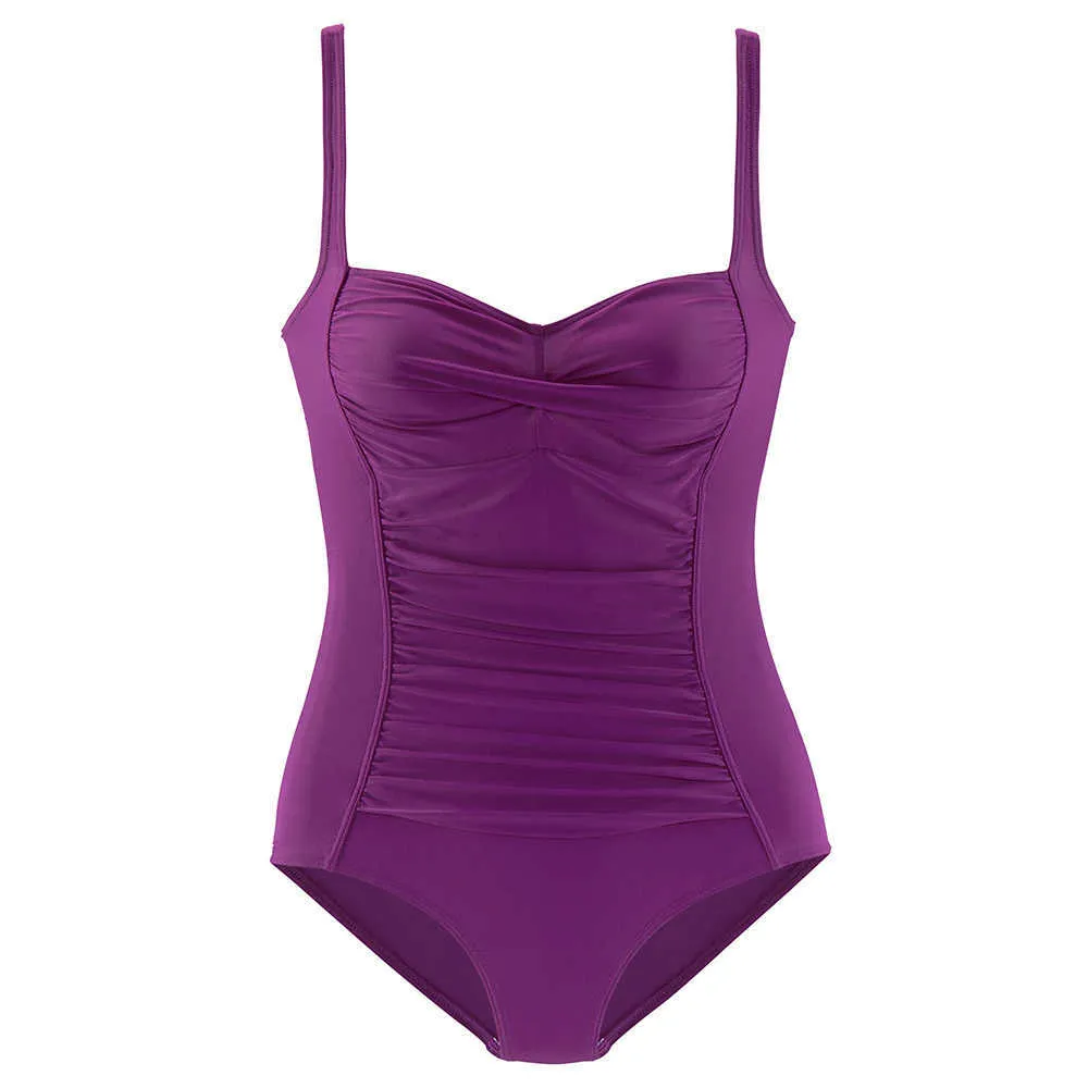 Women Swimsuit Plus Size Swimwear Classic Slimming Solid Sexy Push Up Summer Bathing Suit Beachwear S~3XL 210611