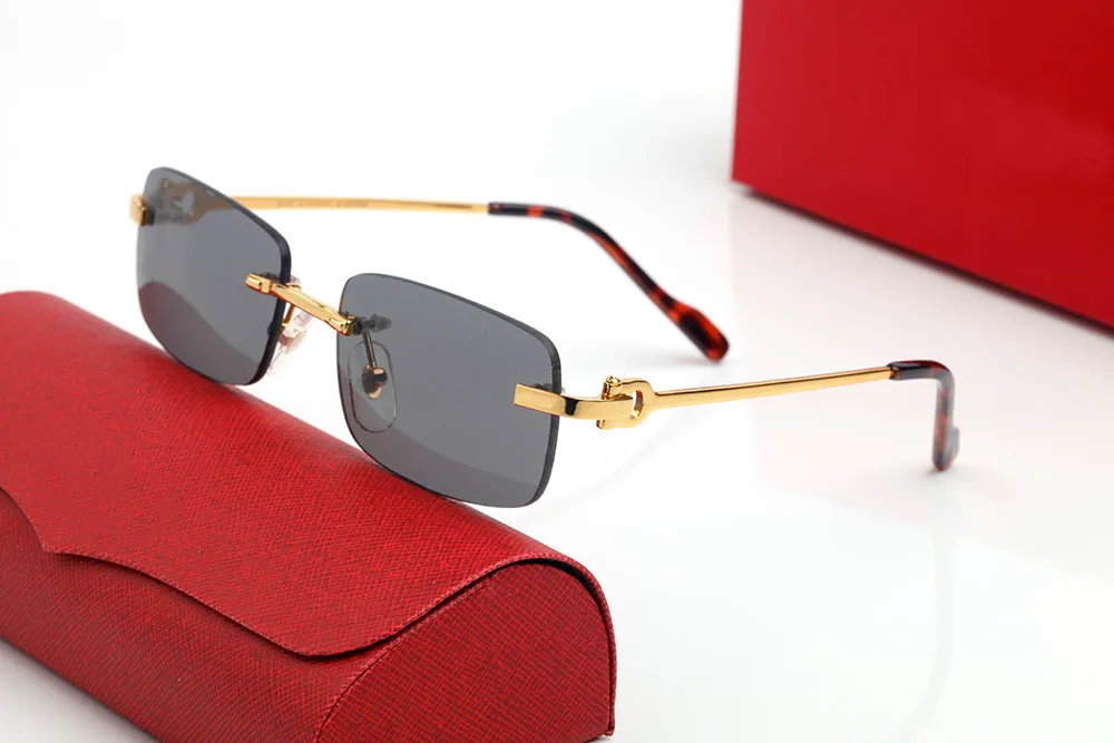Moderne Modemarken-Sonnenbrillen, poliert, vergoldet, Nieten, Metall, graue Gläser, rechteckiges Design, unterstreichen einzigartige Schönheit, edles Eleg1906